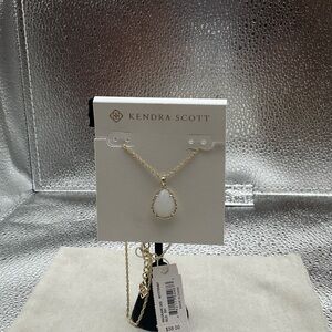 Macrame Dee Gold Teardrop Necklace with opalite stone